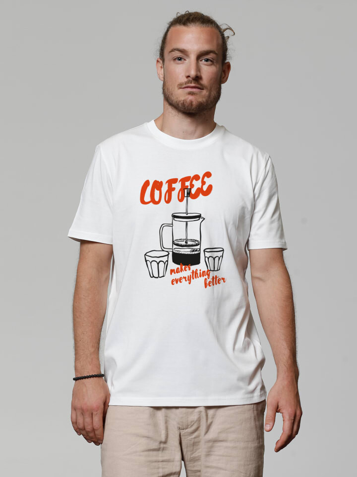 

Футболка wat Apparel T-Shirt Coffee makes everything better, белый