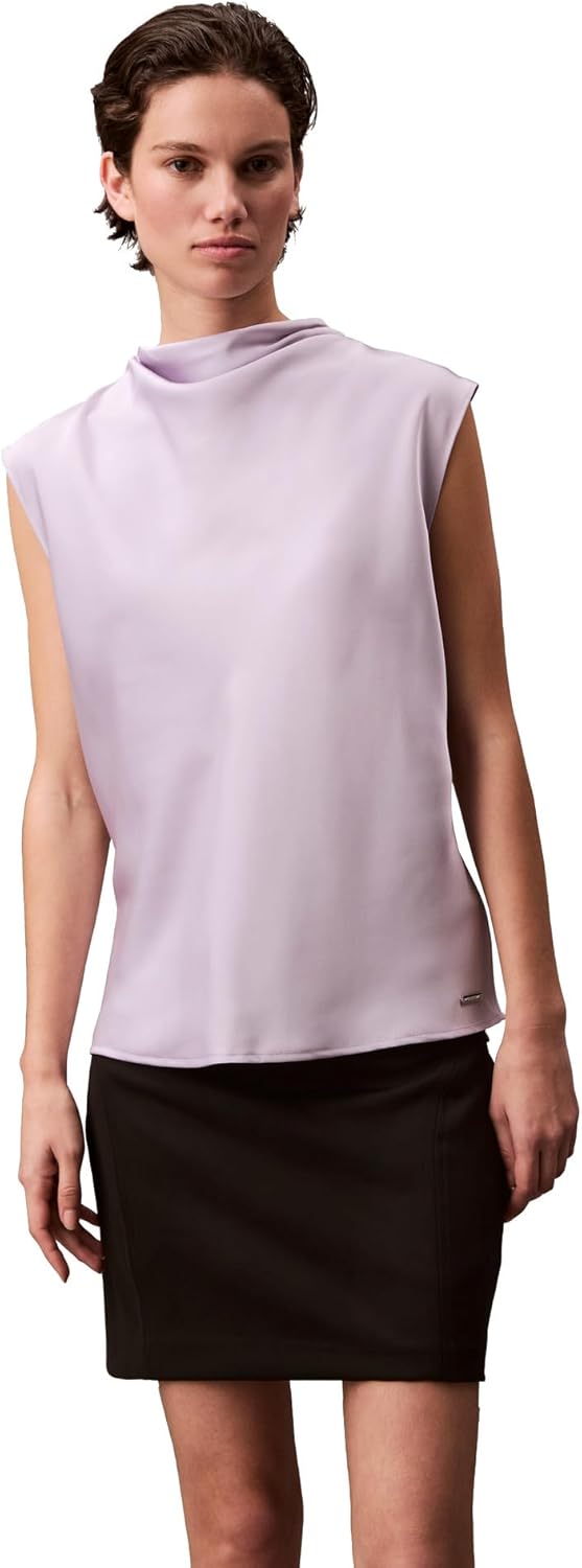 Женская атласная блузка с воротником-хомут от Calvin Klein, Orchid Petal — фото 3
