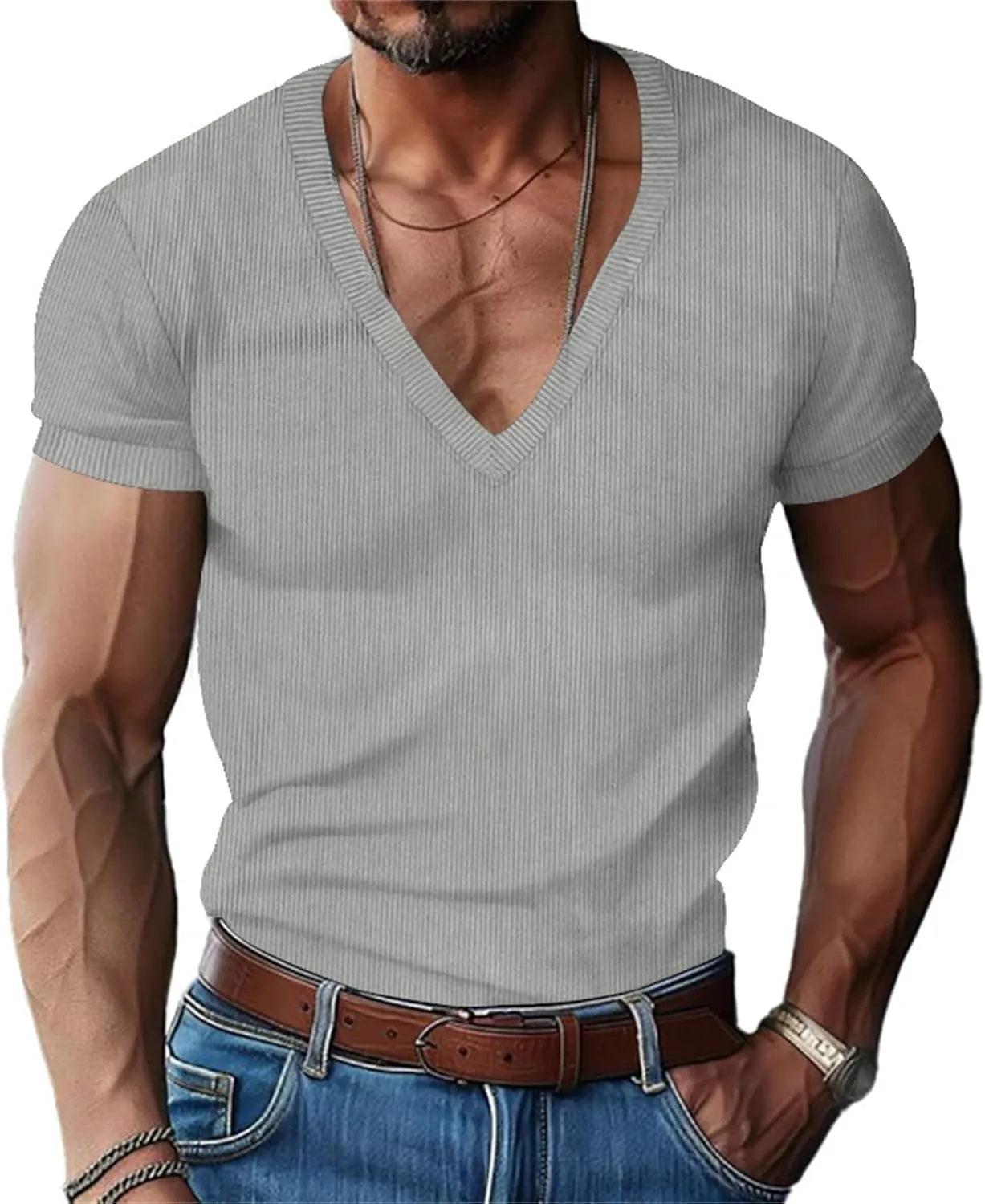 

Мужская футболка с коротким рукавом без воротника Casual Loose Fashion