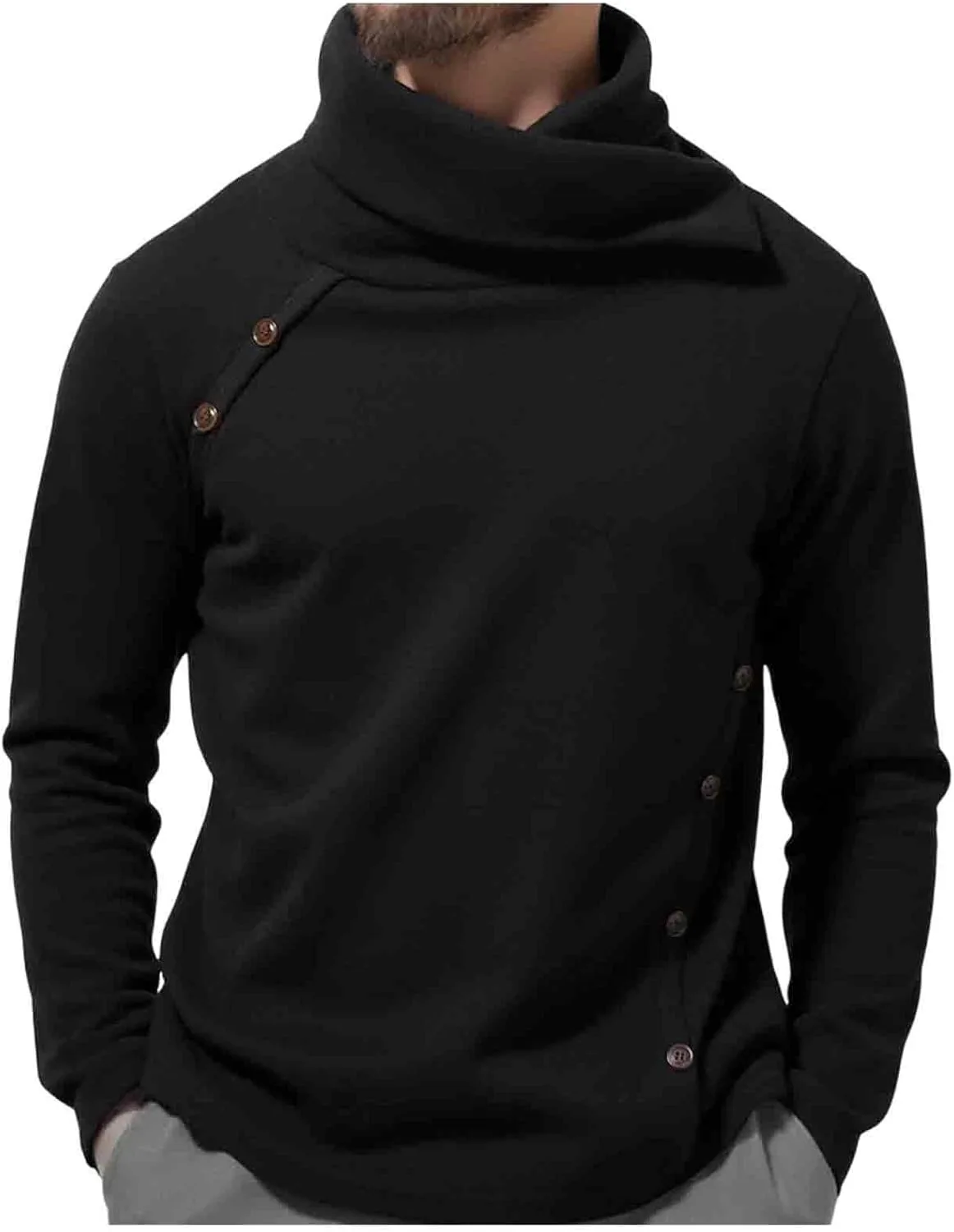 

Свитер мужской с воротником-стойкой и декоративными пуговицами Cambkatl