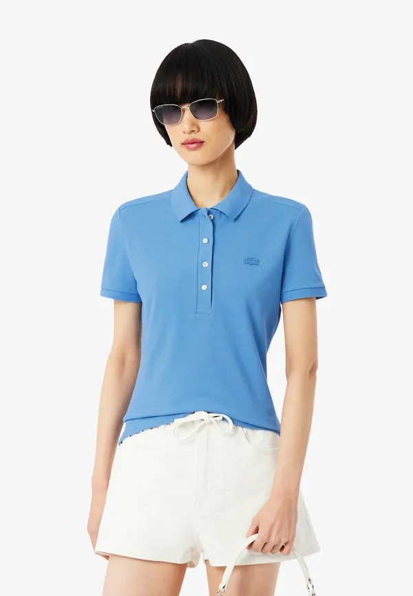 Рубашка поло Lacoste Bleu, однотонная, синяя
