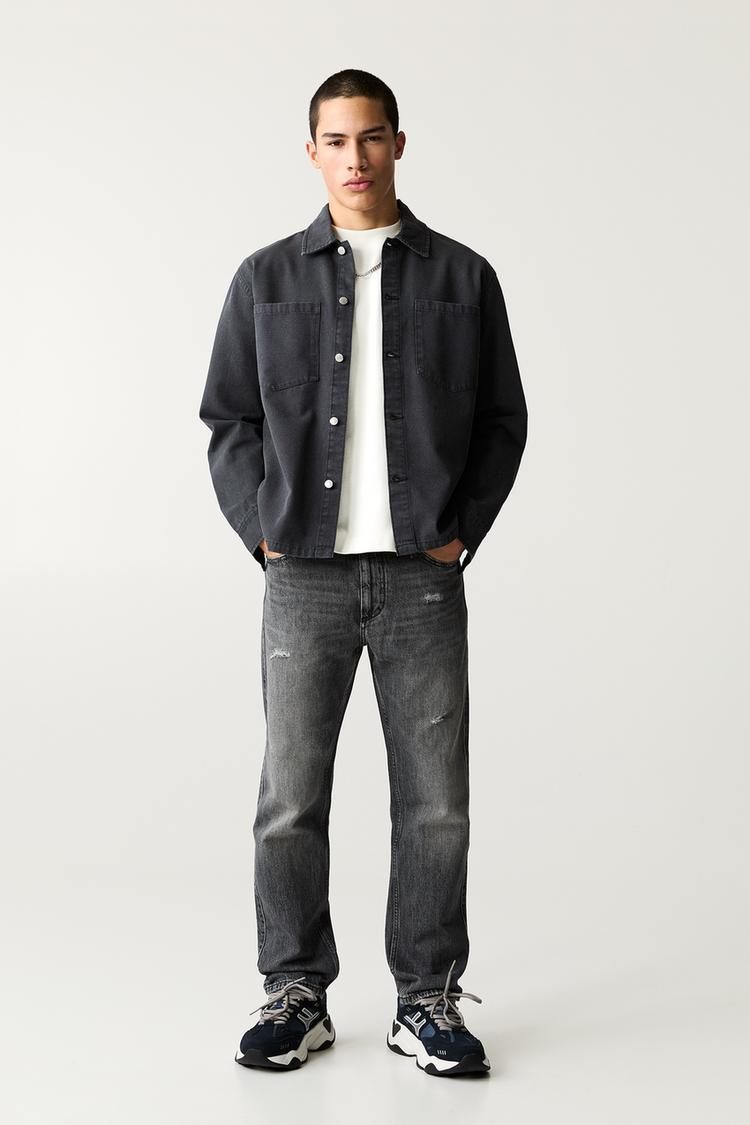 

Прямые винтажные джинсы Pull And Bear, серый