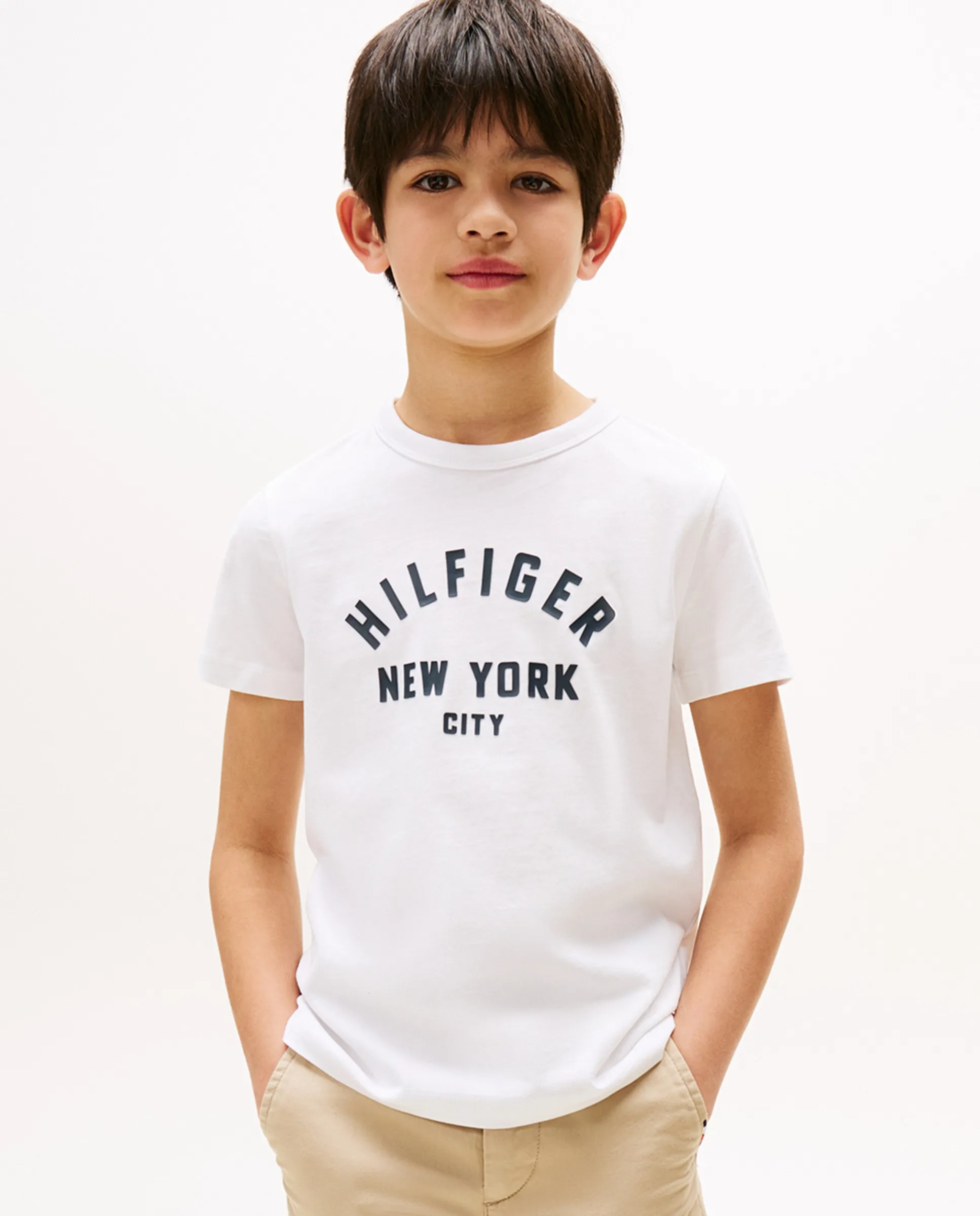 

Детская футболка с коротким рукавом и логотипом на груди Tommy Hilfiger, белый