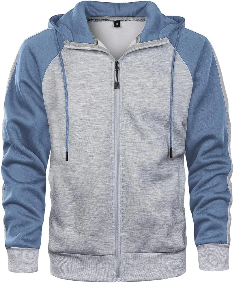 

Толстовка с капюшоном на молнии AOTORR для мужчин, цветной блок, с карманом