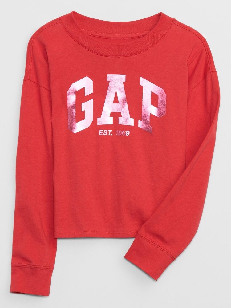 

Детская футболка с металлическим логотипом Gap, розовый