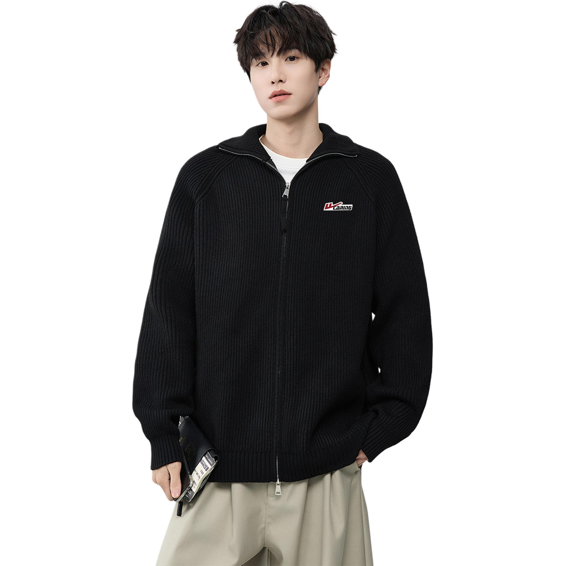 

Кардиган утолщенный с воротником стойкой унисекс WARRIOR, черный (diy badge)