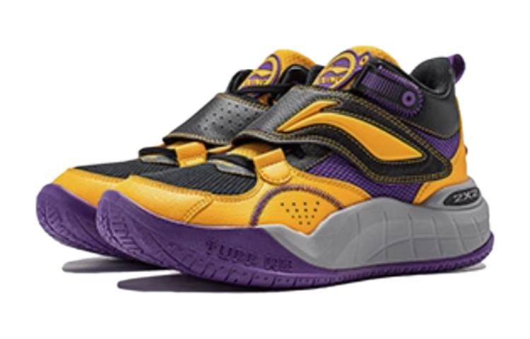 Детские баскетбольные кроссовки Pre-domain GS High-top Black/Iron Purple/Medium Yellow Lining Young, черный/фиолетовый/желтый — фото 3