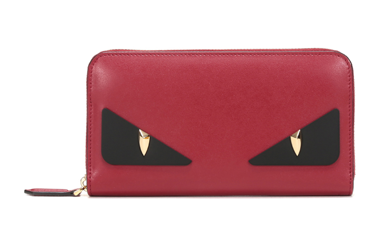 

Кожаный кошелек женский красный и черный FENDI