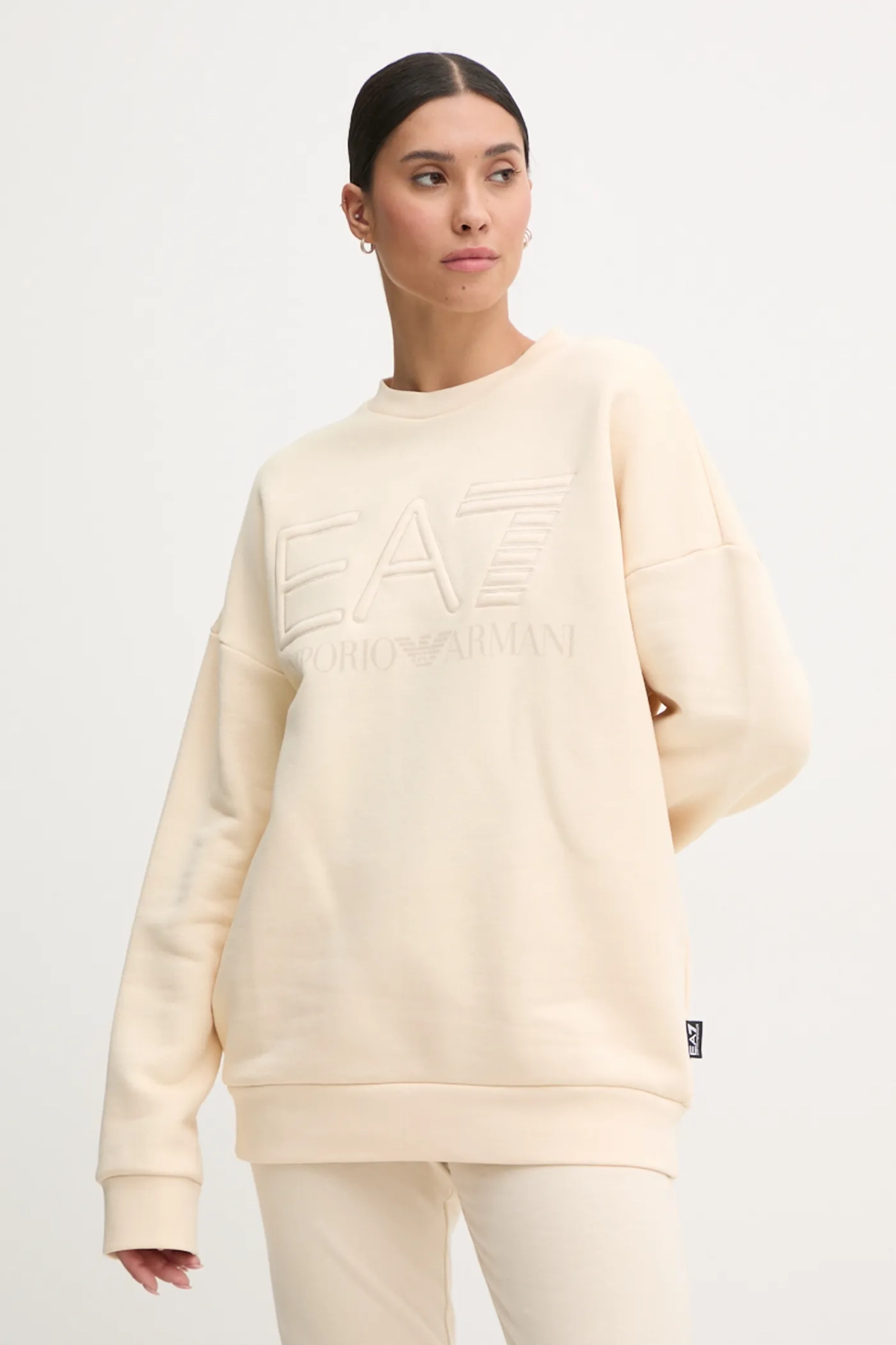 

Хлопковая толстовка EA7 Emporio Armani, бежевый