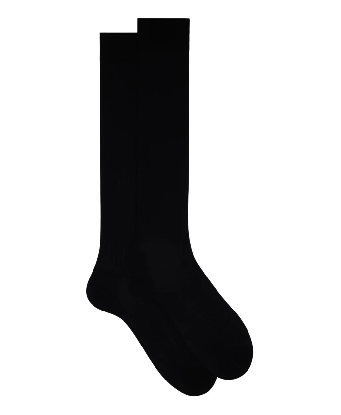 

Черные длинные хлопковые ребристые носки для мужчин, однотонные. Gallo, черный