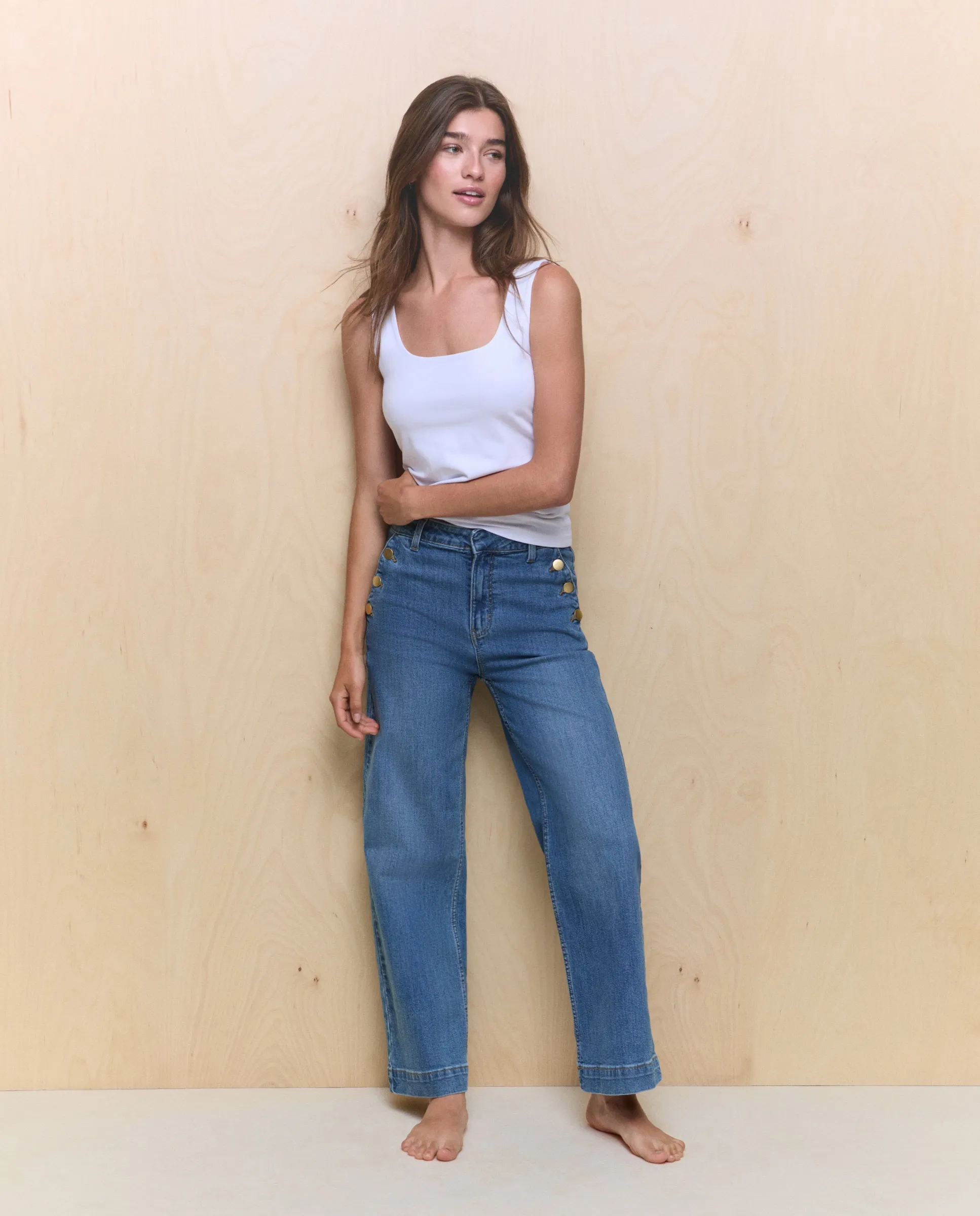 

Женские укороченные брюки-кюлоты на пуговицах Easy Wear, индиго