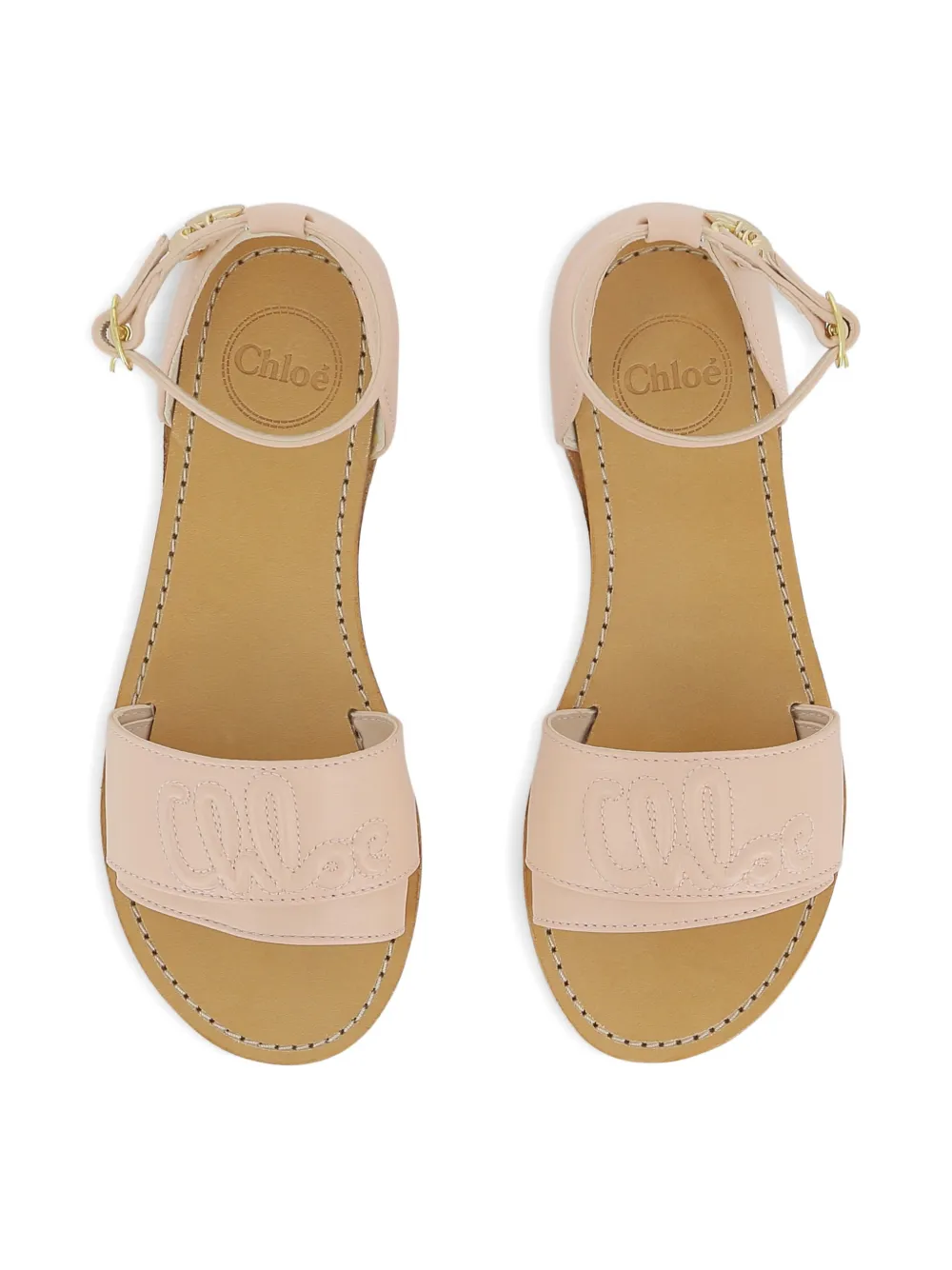 Сандалии с подвеской-логотипом Chloé Kids, розовый — фото 3