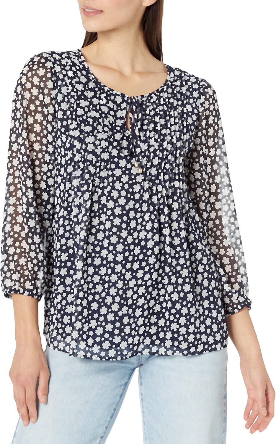 

Женская блузка в крестьянском стиле с цветочным принтом от Tommy Hilfiger, Sky Capt Multi