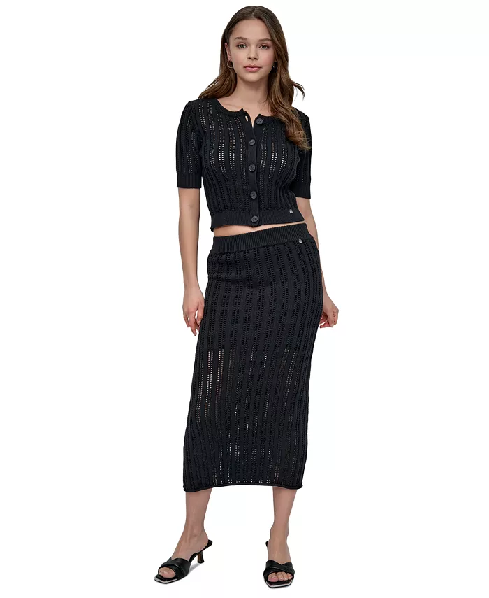 

Женская юбка с косами и ажурным узором DKNY Jeans, черный