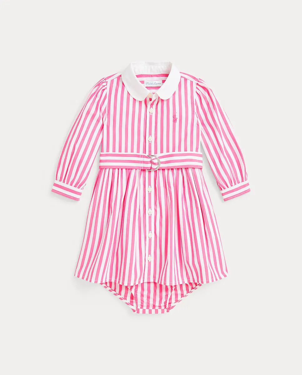

Хлопковое платье для девочки с длинным рукавом Polo Ralph Lauren, цвет Rosa