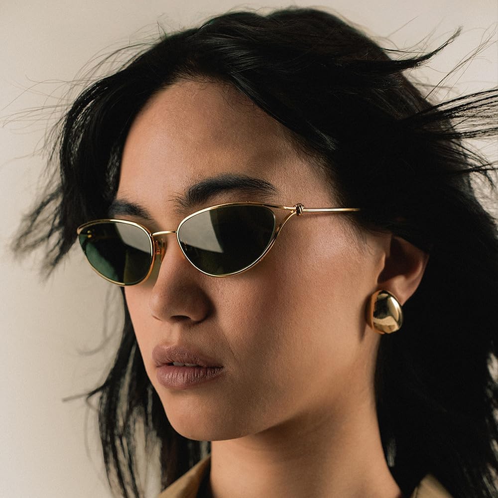 

Солнцезащитные очки Bullabulling в стиле ретро, ​​овальные, «кошачий глаз», для женщин, винтажная золотая металлическая оправа, солнцезащитные очки с оригинальным дизайном в стиле «кошачий глаз» в духе Y2k, Gold/Green