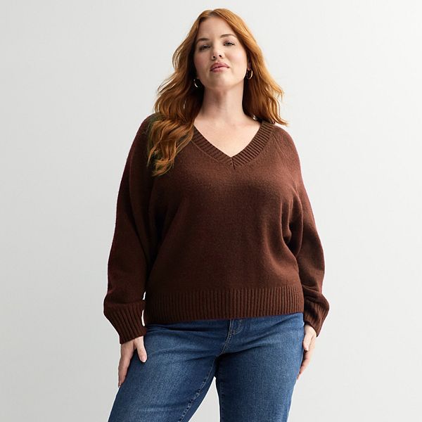 

Свитер с V-образным вырезом Plus size Sonoma Goods For Life, Laney Plum