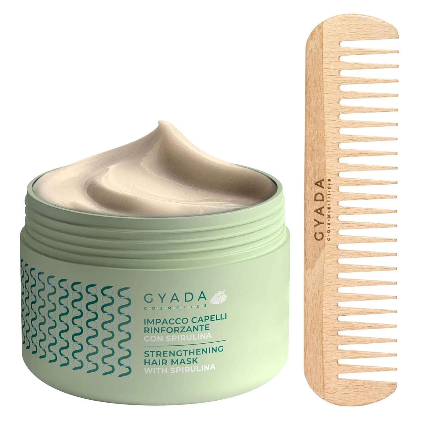 Укрепляющая маска для волос GYADA COSMETICS со спирулиной, 250 мл, с расческой Gyada Cosmetics
