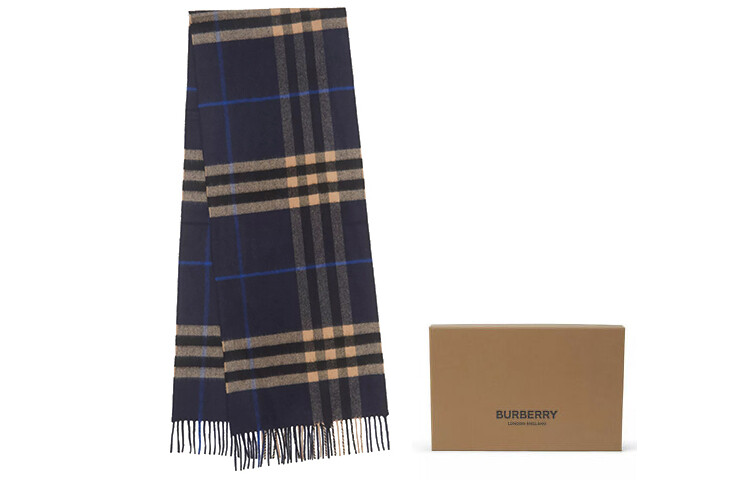Вязаный шарф унисекс Burberry, Indigo/heart camel color — фото 2