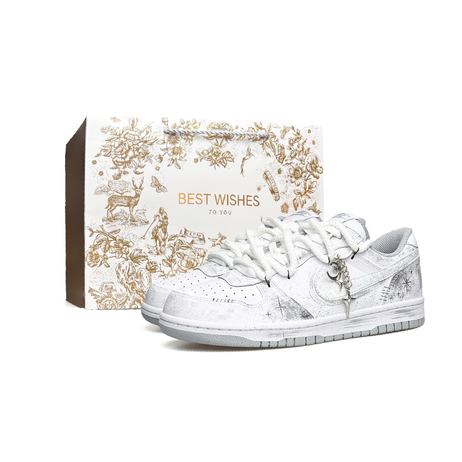 

Nike Туфли для скейтбординга dunk wao устойчивые к истиранию увеличивающие рост низкие мужские белые серые