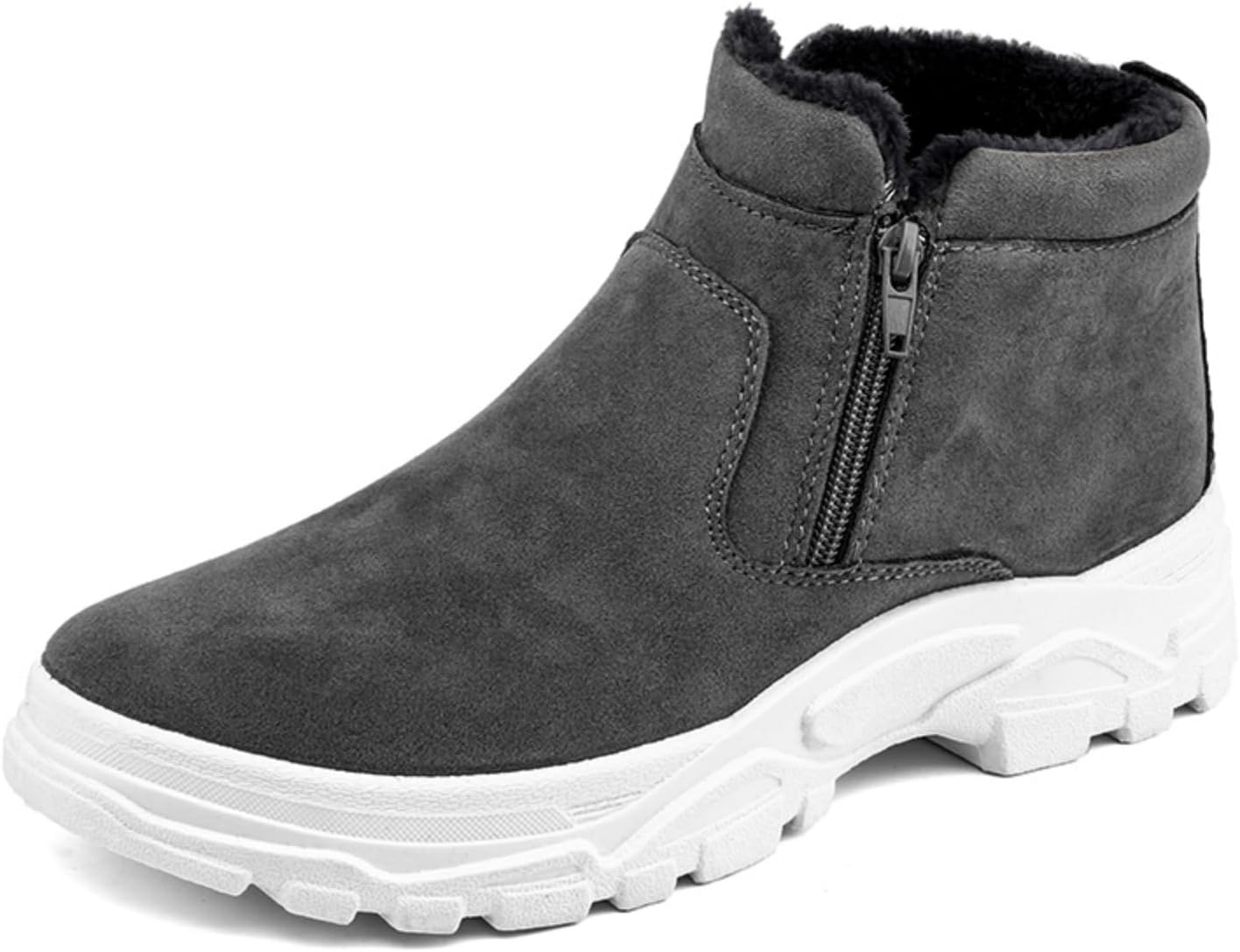 

Мужские зимние снегоступы с искусственным мехом внутри, термальные замшевые ботинки до щиколотки с боковой молнией для холодной погоды, с толстой подошвой из резины для повседневной ходьбы Kelibasi, серый