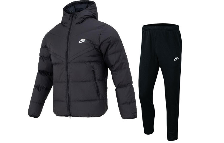 

Повседневный спортивный мужской комплект черный топ + брюки Nike, черный