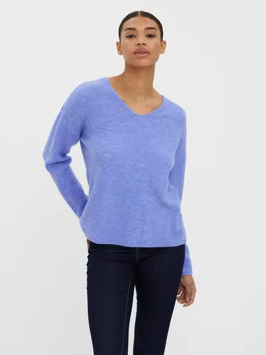 

Свитер Vero Moda с V-образным вырезом "VMCREWLEFILE LS V-NECK BLOUSE NOOS", цвет Jacaranda Melange