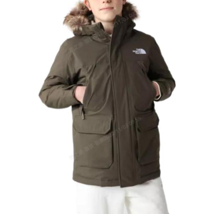 Пуховик новый серо-зеленый детский THE NORTH FACE, Nouveau Gray Green — фото 4