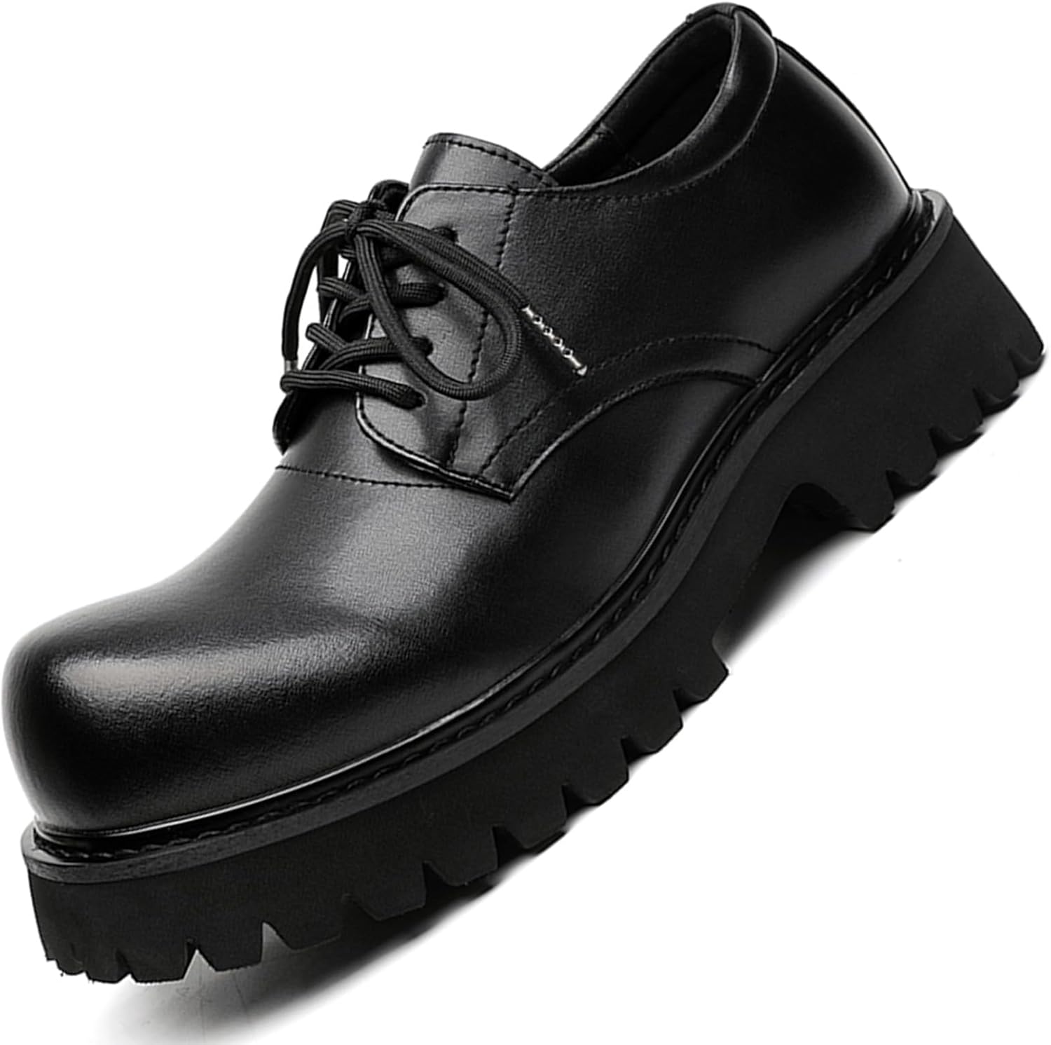 

Мужские модные туфли на платформе, массивные, деловые, повседневные, оксфордские туфли с круглым носком, кожаные туфли-дерби, увеличивающие рост Gezykao, черный