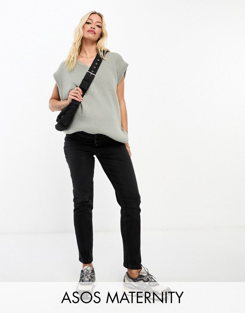 

Черные узкие джинсы для мам ASOS DESIGN Maternity