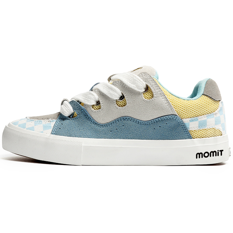 

Wooden Rabbit Повседневные устойчивые к износу легкие дышащие нескользящие низкие кеды для скейтбординга унисекс синий белый желтый, цвет Blue White Yellow