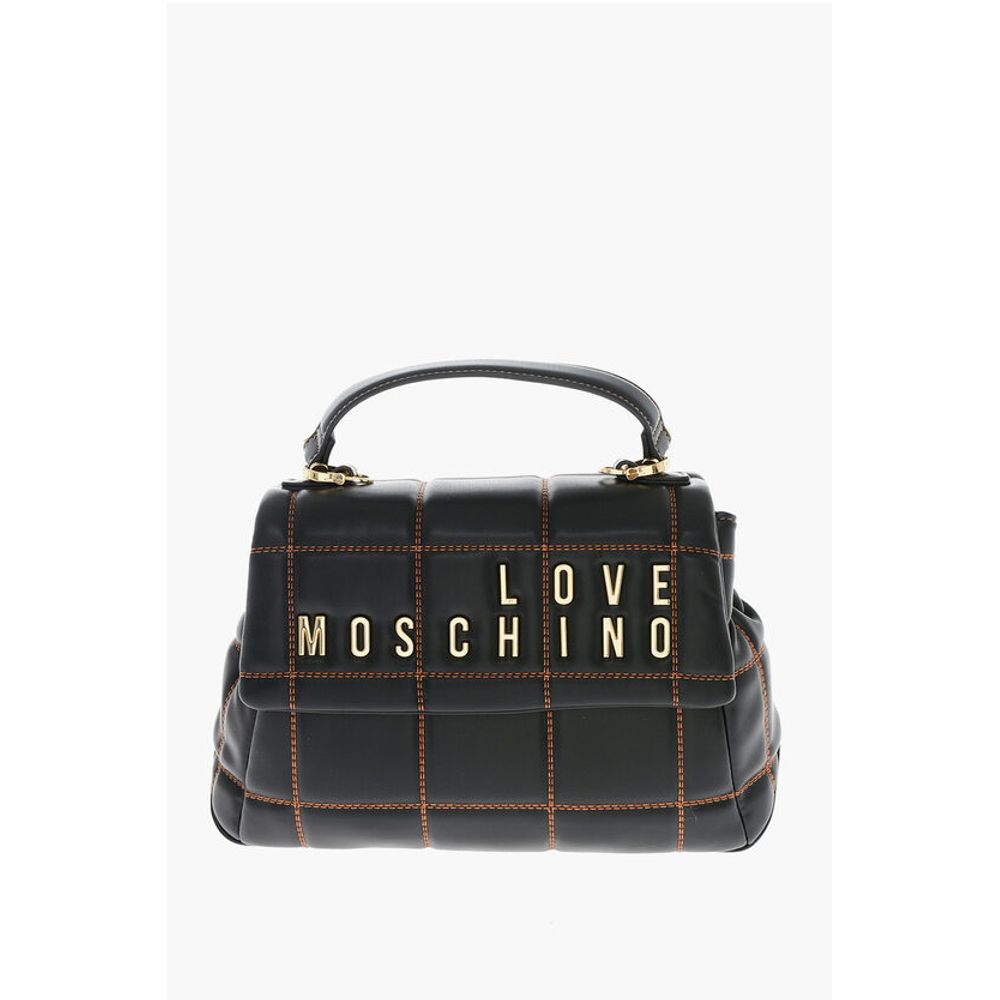 

Стеганая сумка из искусственной кожи LOVE с золотым логотипом Moschino, Black