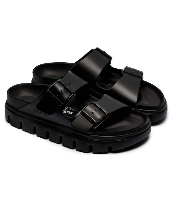 Тапочки Arizona Pap из массивной кожи Narrow fit Birkenstock, черный — фото 3