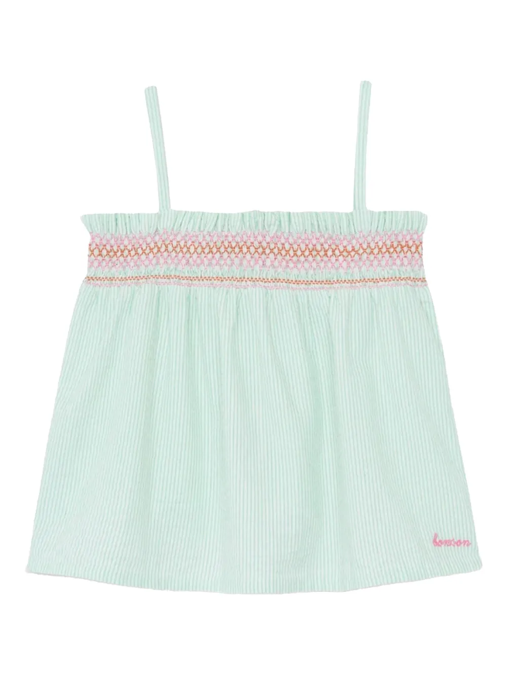 

Топ в полоску с отделкой в технике "смок" Bonton, зеленый