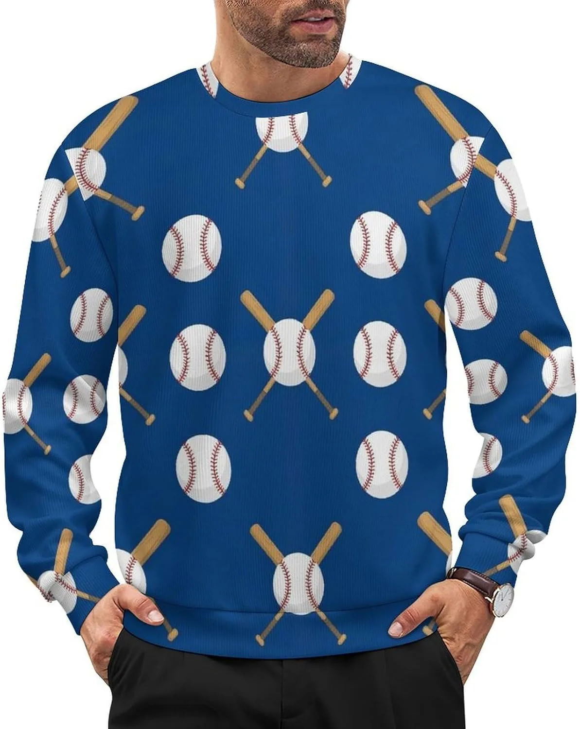 

Мужской классический пуловер с длинными рукавами и круглым вырезом Meaudiwes