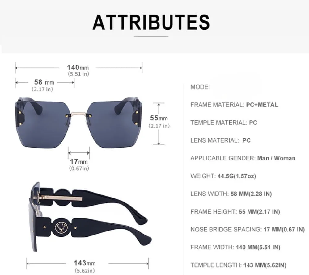 

Модные роскошные солнцезащитные очки без оправы для женщин, винтажные солнцезащитные очки квадратной формы с защитой от УФ-излучения UV400 LVTFCO, Wtyj086 Black