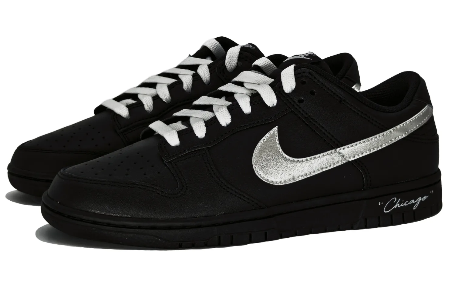 Nike Dunk Black Knight Abrasion Resistant Low top Skateboard Shoes Unisex Black Silver — фото 4