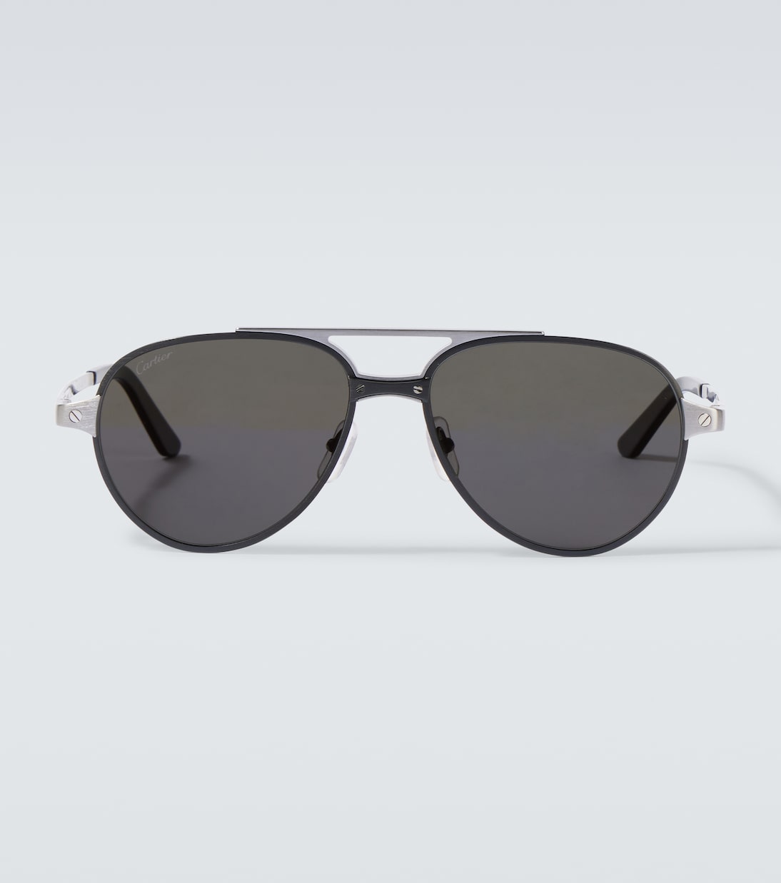 

Авиаторные солнцезащитные очки Santos De Cartier Cartier Eyewear Collection, Black - Ruthenium - Smoke