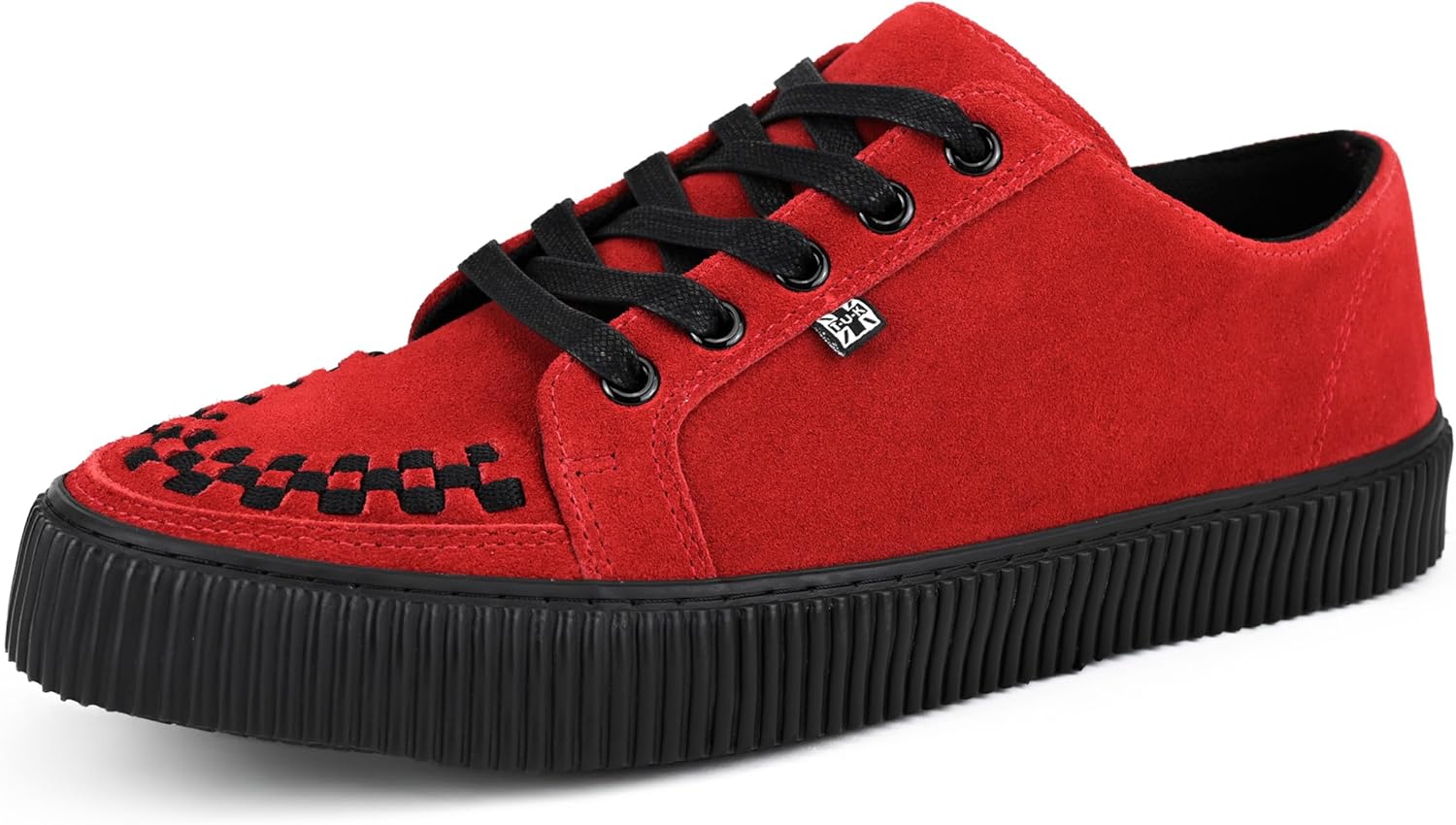 Кроссовки T.U.K. Suede Creeper для женщин и мужчин, Шнуровка, черная переплетенная текстура и люверсы, Классическая рифленая подошва и сетчатая подкладка, Комфорт с памятью формы для повседневной носки — фото 3