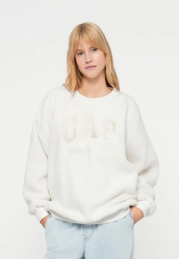 Пуловер-Туника флисовый джемпер кремового цвета Gap, Off-White — фото 4