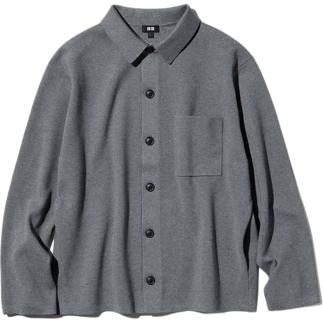 Кардиган Unisex 07 Asphalt Gray с отложным воротником UNIQLO