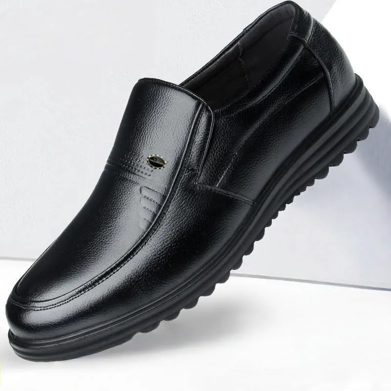 Men's Casual Flat Leather Shoes - Lightweight and Comfortable - Business - Commuting and Daily Use Fusecottc, черный — фото 4