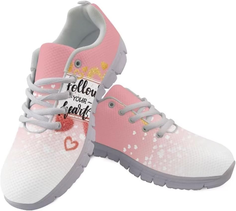 

Женские кроссовки Jeiento Fashion для прогулок на открытом воздухе, дышащие сетчатые кроссовки для тренировок и повседневной носки, мужские спортивные беговые кроссовки, обувь на День святого Валентина, Follow Your Hearts