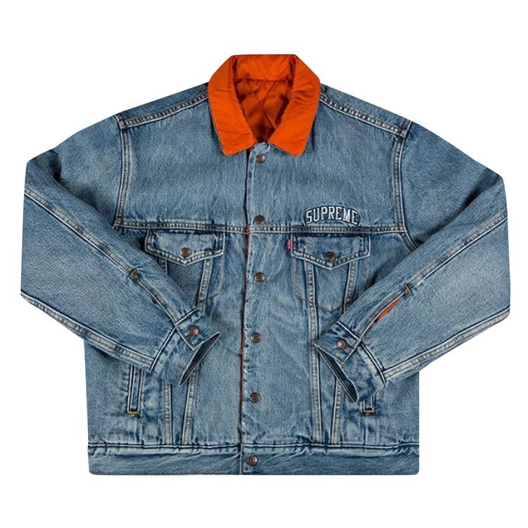 

Куртка Supreme x Levis Quilted Reversible Trucker, Washed Blue