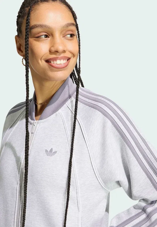 Толстовка с молнией Adidas Originals, светло-серый меланж/грифельный — фото 3
