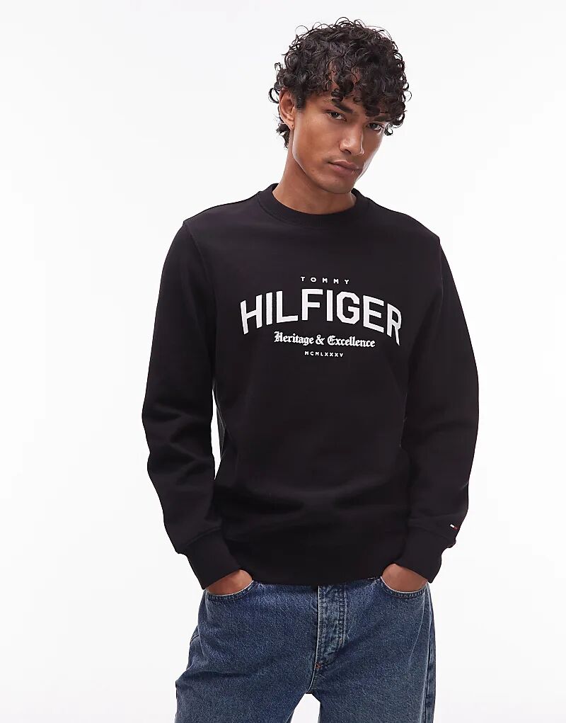 

Толстовка с круглым вырезом и логотипом Tommy Hilfiger черного цвета