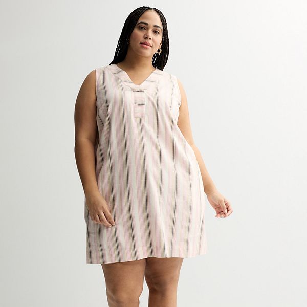 

Повседневное платье-трапеция Plus size Sonoma Goods For Life, Neutral Multi Stripe
