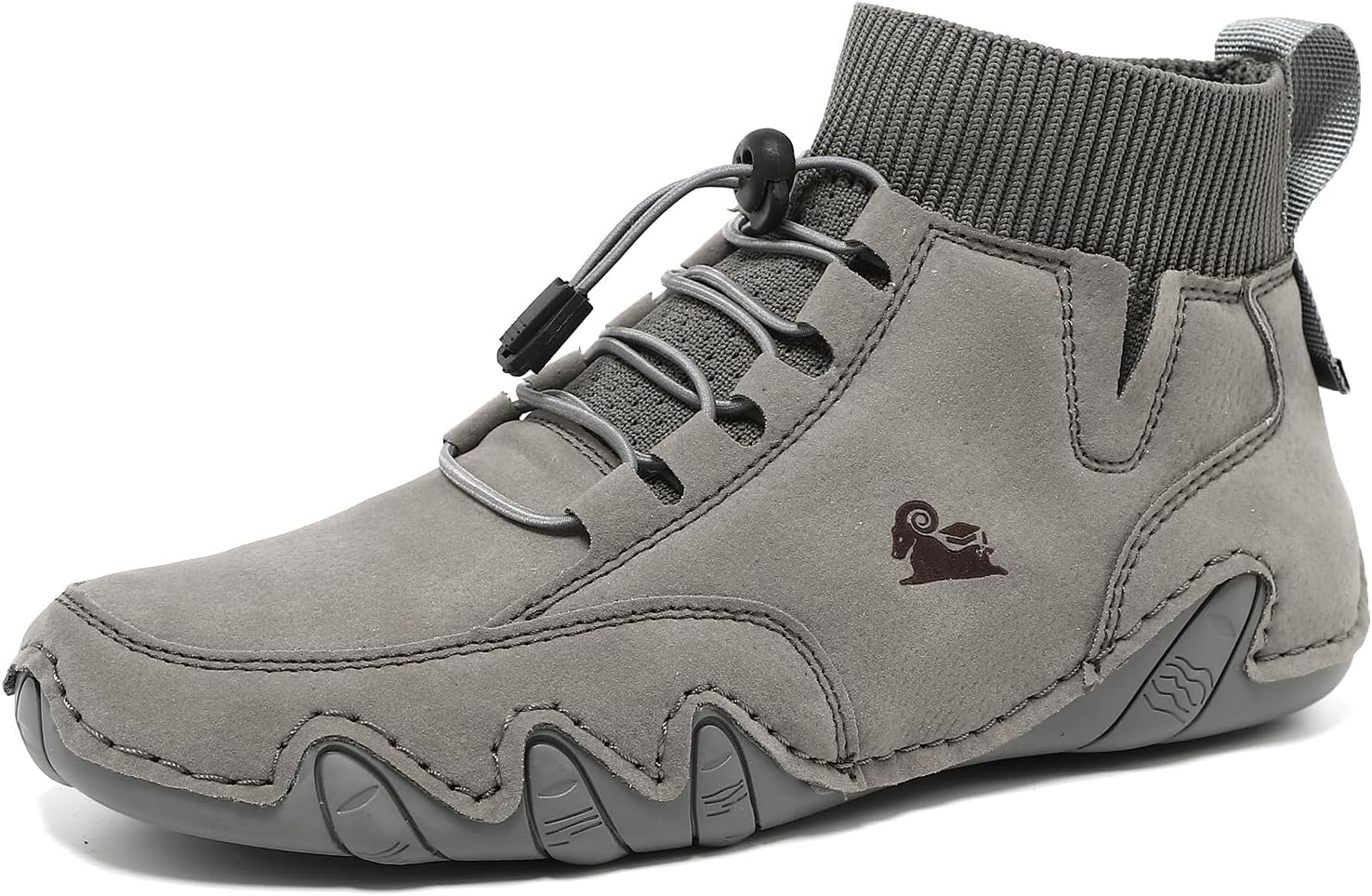 

Мужские водонепроницаемые кожаные легкие ботинки на щиколотку, удобные, с круглым носком, мягкой подошвой, противоскользящие, для вождения и прогулок, высокие чукка-бутсы, без шнурков, легкая спортивная обувь Ghibhna, серый