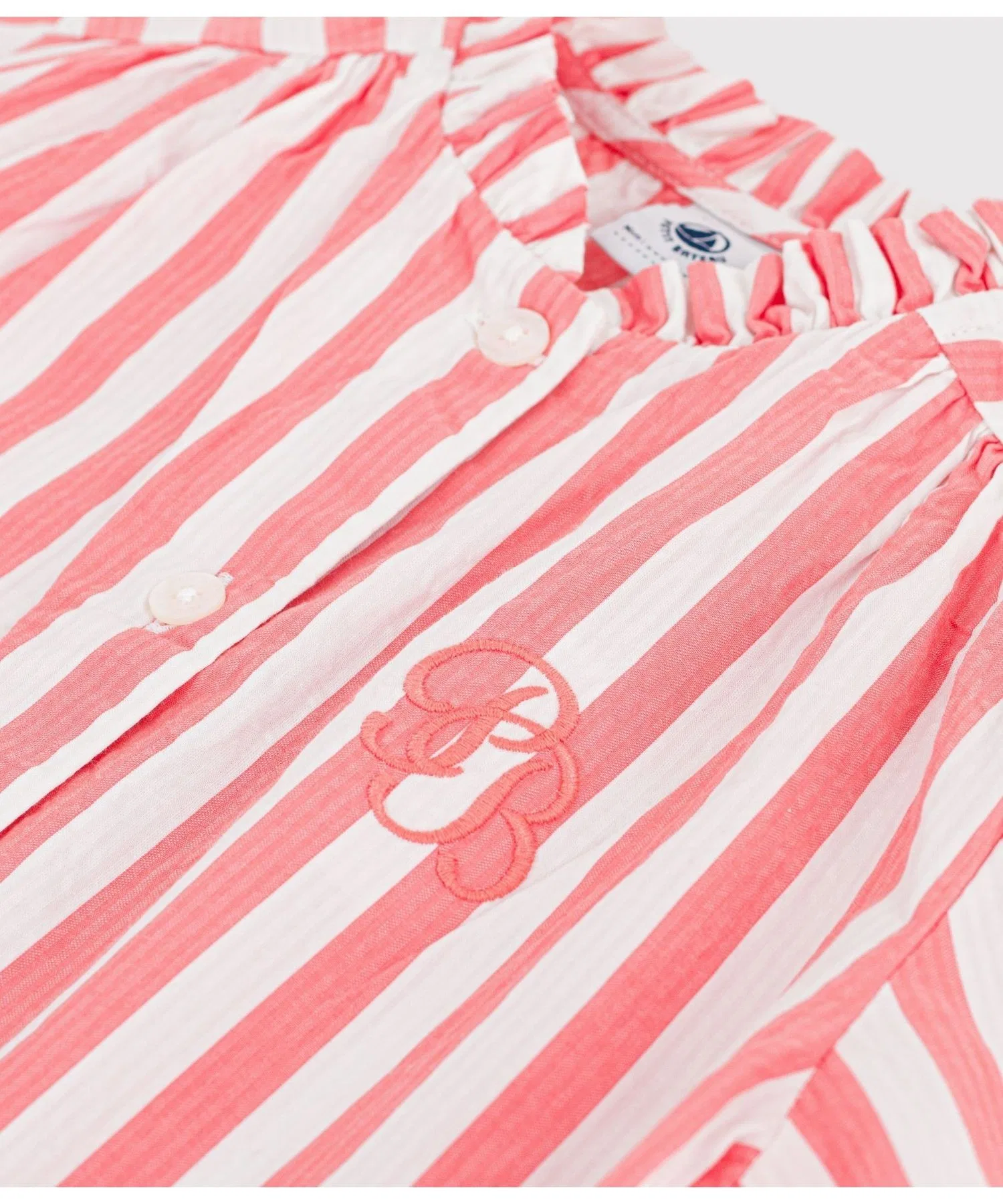 Детская полосатая блузка с короткими рукавами PETIT BATEAU оранжевая — фото 3