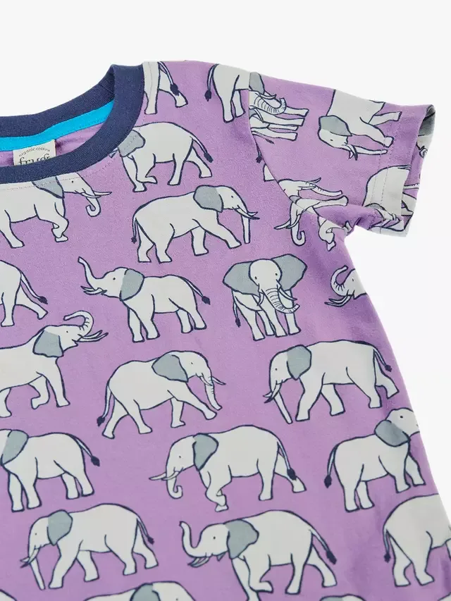 Детская хлопковая футболка с изображением слона из серии Озеро, Парад слонов Frugi — фото 4